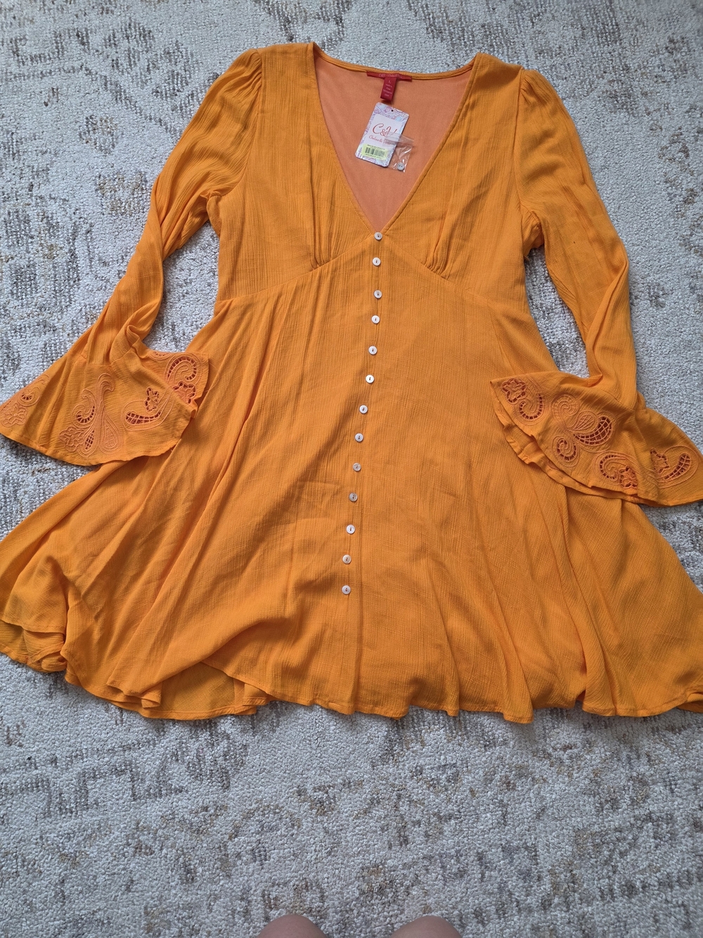 Chelsea & Violet Orange Button-Front Swing Dress